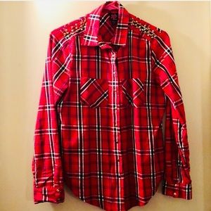 Bebe Plaid Button Down Shirt